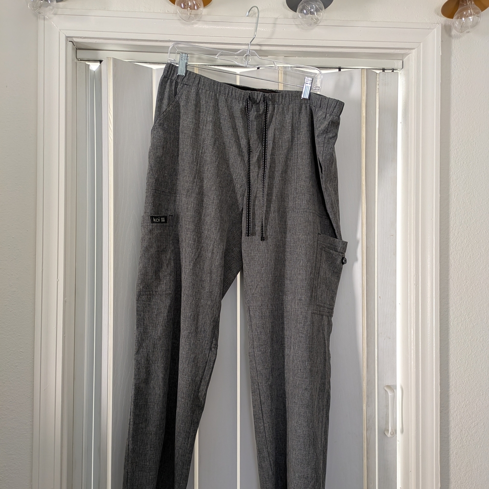 Koi Men's Charcoal Scrub Cargo Pants Sz L 4 Pockets